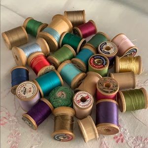 Vintage Silk Thread Wooden Spools Many Colors